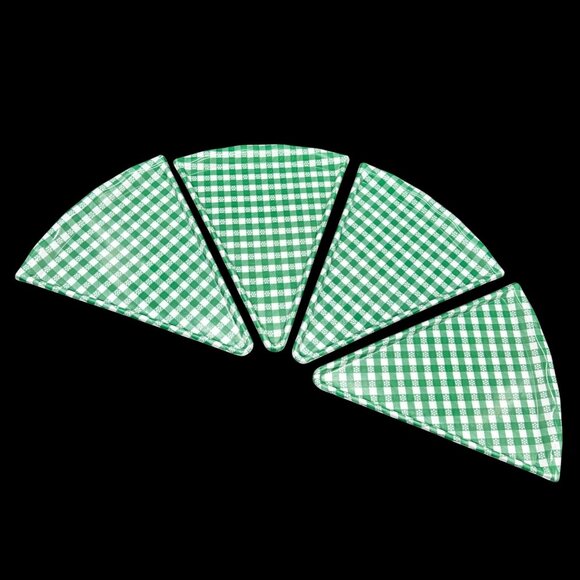 Vintage Pizza Slice Plates Trays Green White Checkered Serving Dishes Plastic - Picture 1 of 8
